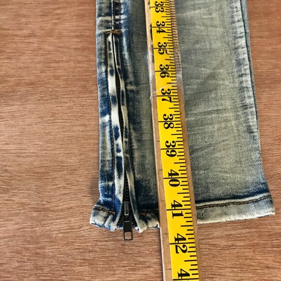 KDNK Straight Jeans Men 32x31 Blue Mid Rise Distressed Ankle Zip Stretch 16489 - Picture 6 of 12